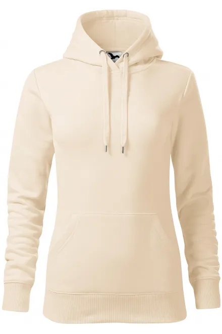 Ženska jopica s kapuco brez zadrge - mandelj, M