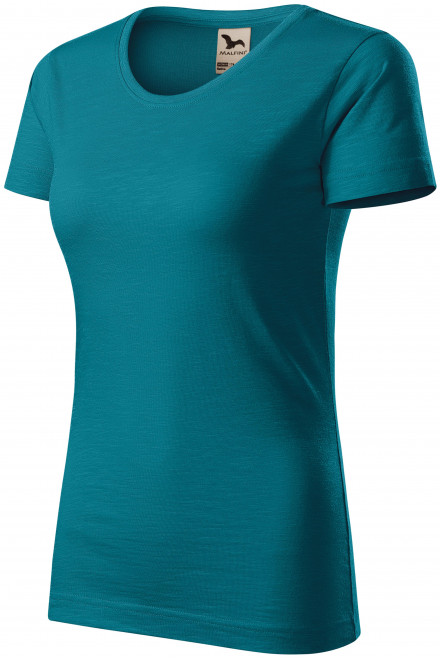 Ženska majica iz teksturiranega organskega bombaža, petrol blue