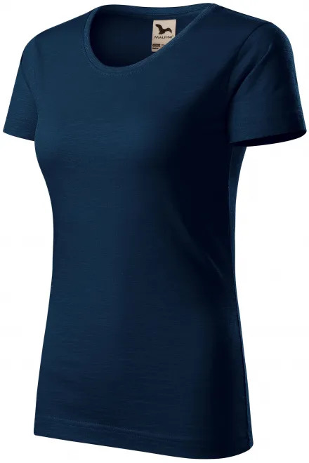 Ženska majica iz teksturiranega organskega bombaža, temno modra