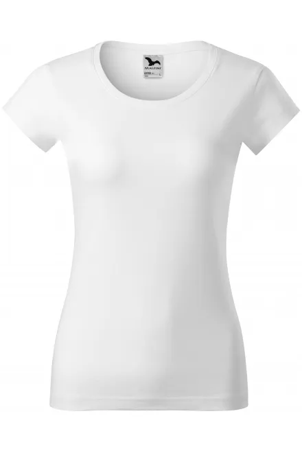 Ženska majica slim fit z okroglim izrezom - bela, XS