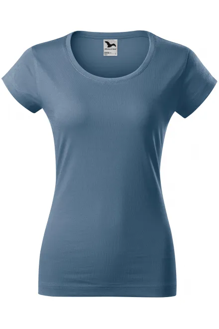 Ženska majica slim fit z okroglim izrezom - denim, XS