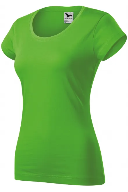 Ženska majica slim fit z okroglim izrezom, jabolčno zelena