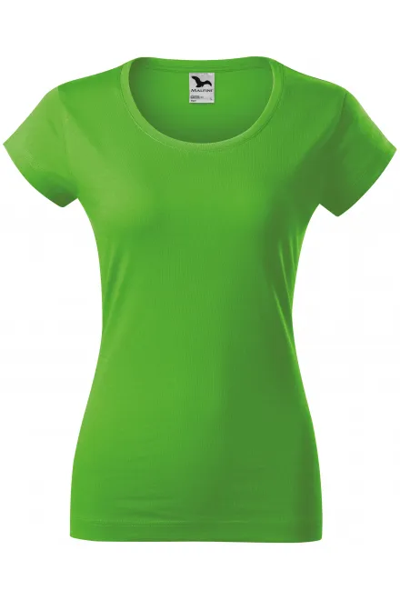 Ženska majica slim fit z okroglim izrezom - jabolčno zelena, XS