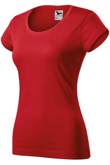 Ženska majica slim fit z okroglim izrezom, rdeča