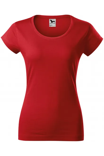 Ženska majica slim fit z okroglim izrezom - rdeča, XS