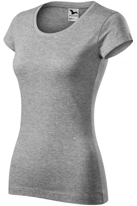 Ženska majica slim fit z okroglim izrezom, temno siv marmor