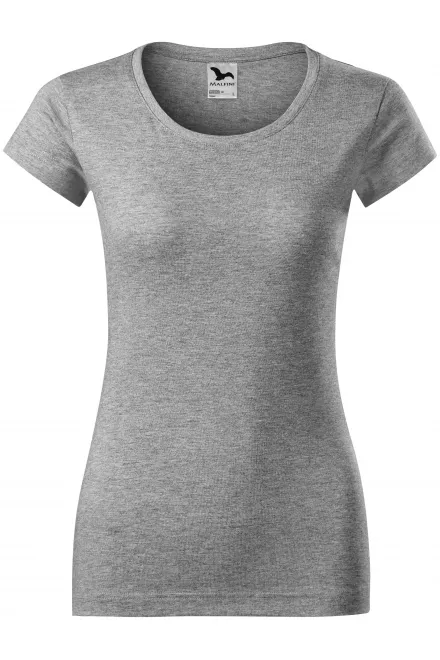 Ženska majica slim fit z okroglim izrezom - temno siv marmor, XS