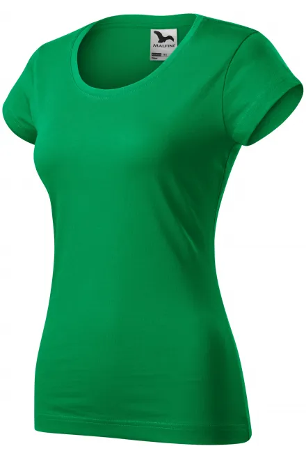 Ženska majica slim fit z okroglim izrezom, travnato zelena