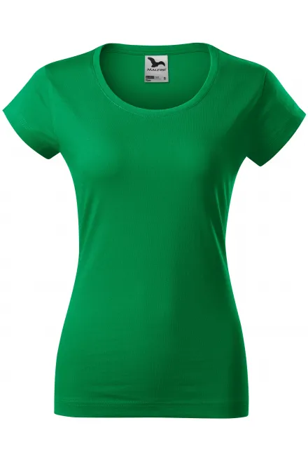 Ženska majica slim fit z okroglim izrezom - travnato zelena, XS