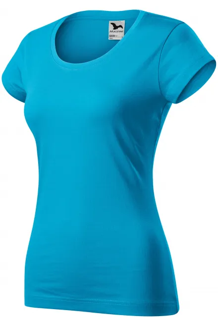 Ženska majica slim fit z okroglim izrezom, turkizno