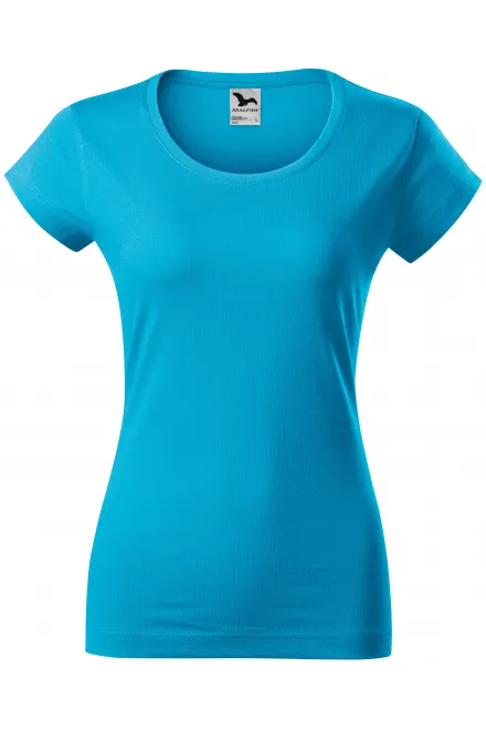 Ženska majica slim fit z okroglim izrezom - turkizno, XS