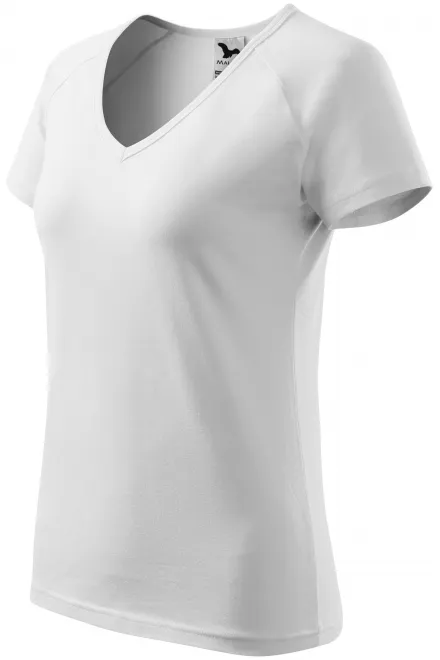 Ženska majica slim fit z rokavom iz reglana, bela