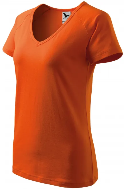 Ženska majica slim fit z rokavom iz reglana, oranžna