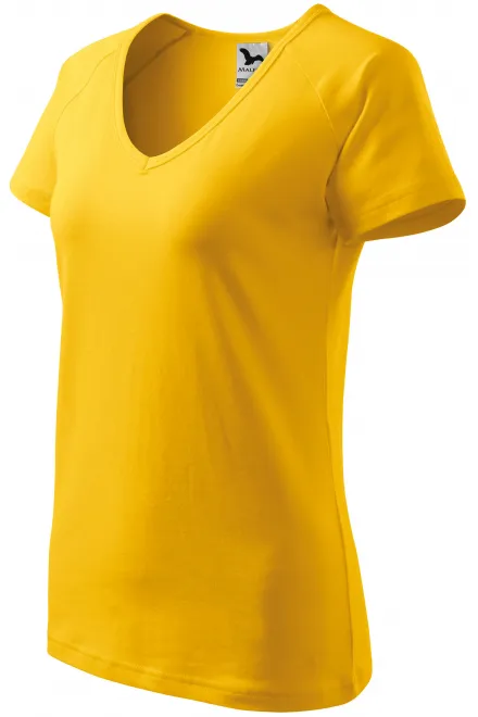 Ženska majica slim fit z rokavom iz reglana, rumena