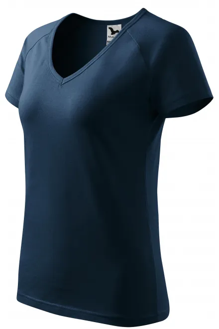 Ženska majica slim fit z rokavom iz reglana, temno modra