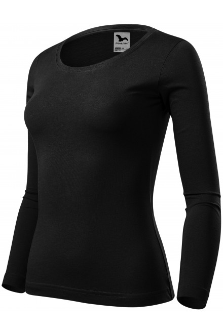 Ženska majica z dolgimi rokavi, črna