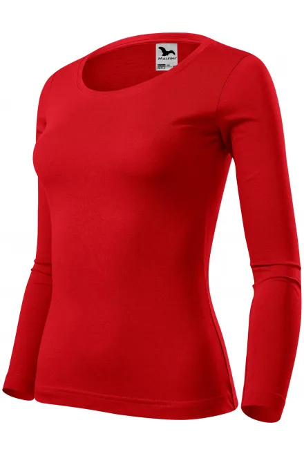 Ženska majica z dolgimi rokavi, rdeča