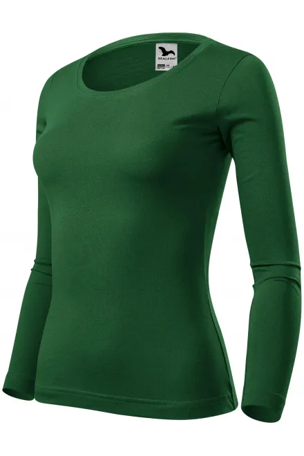 Ženska majica z dolgimi rokavi, steklenica zelena