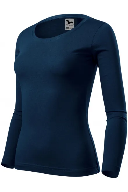 Ženska majica z dolgimi rokavi, temno modra