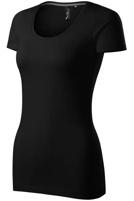Ženska majica z okrasnimi šivi, črna