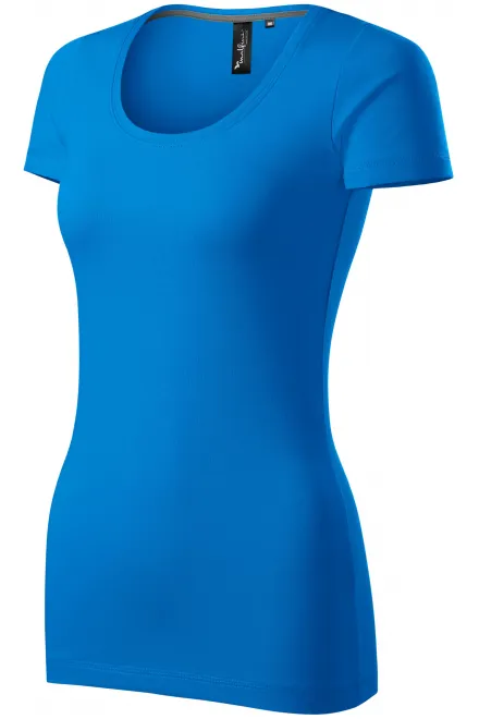 Ženska majica z okrasnimi šivi, ocean modro