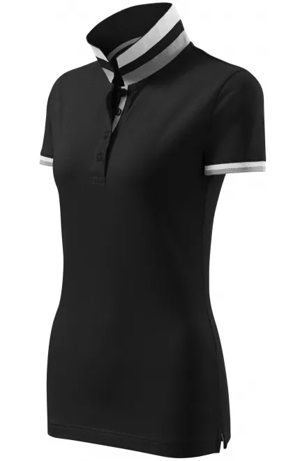 Ženska polo majica z ovratnikom navzgor, črna