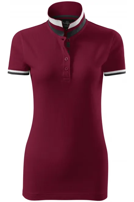 Ženska polo majica z ovratnikom navzgor - garnet, XL