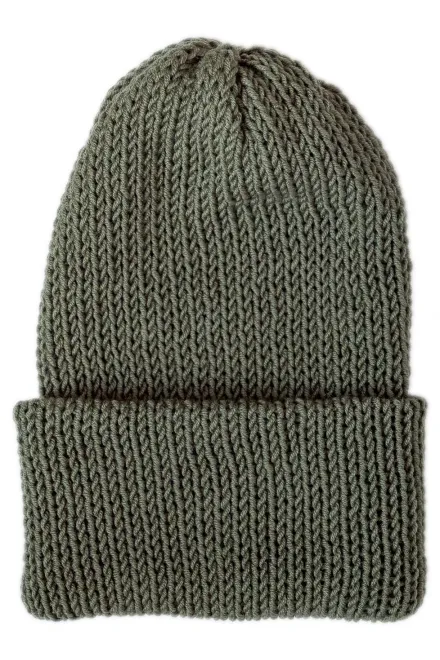Zimska kapa iz merino volne, olivno